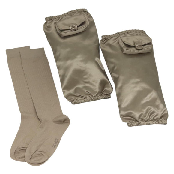 FENDI Socks Leg Warmers Nylon set Green Auth sw1244