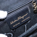 Salvatore Ferragamo Hand Bag Suede Black Gold Auth sw1248-17