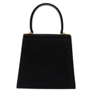 Salvatore Ferragamo Hand Bag Suede Black Gold Auth sw1248-3