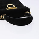 Salvatore Ferragamo Hand Bag Suede Black Gold Auth sw1248-7