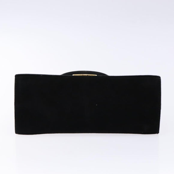 Salvatore Ferragamo Hand Bag Suede Black Gold Auth sw1248