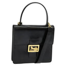 CELINE Hand Bag Leather 2way Black Gold Auth sw1250-1