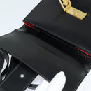 CELINE Hand Bag Leather 2way Black Gold Auth sw1250-20