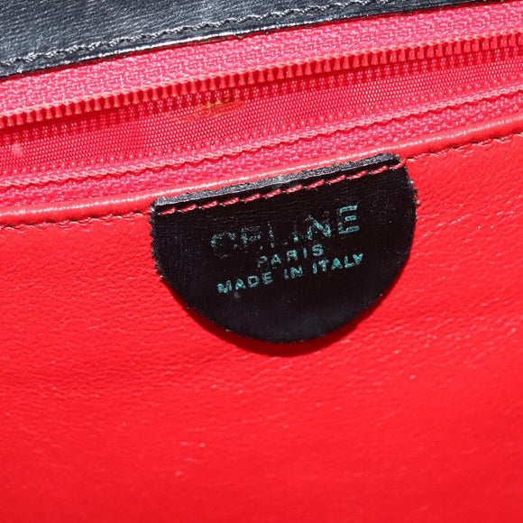 CELINE Hand Bag Leather 2way Black Gold Auth sw1250