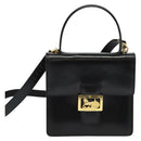 CELINE Hand Bag Leather 2way Black Gold Auth sw1250-13
