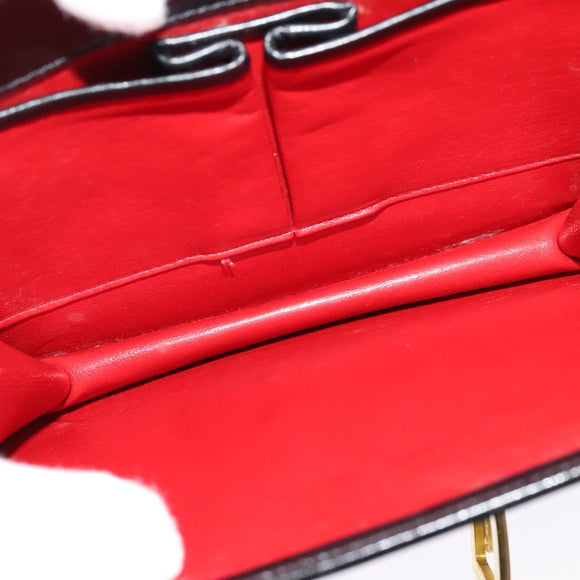 CELINE Hand Bag Leather 2way Black Gold Auth sw1250