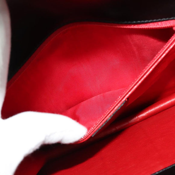 CELINE Hand Bag Leather 2way Black Gold Auth sw1250