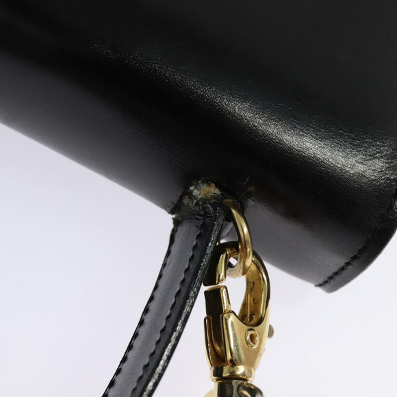 CELINE Hand Bag Leather 2way Black Gold Auth sw1250