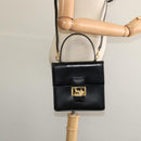 CELINE Hand Bag Leather 2way Black Gold Auth sw1250-26
