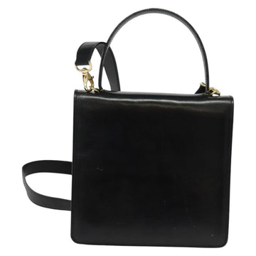 CELINE Hand Bag Leather 2way Black Gold Auth sw1250 - 0