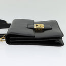 CELINE Hand Bag Leather 2way Black Gold Auth sw1250-3