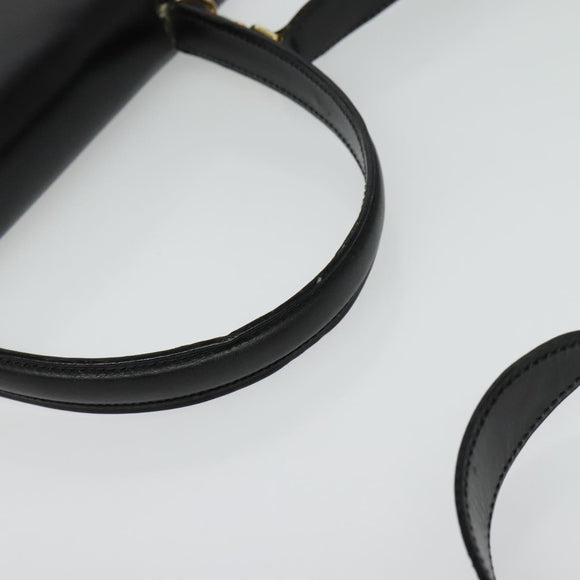 CELINE Hand Bag Leather 2way Black Gold Auth sw1250