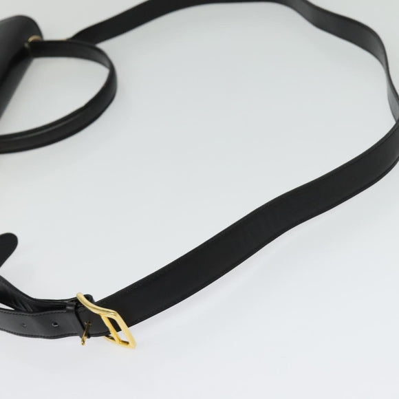 CELINE Hand Bag Leather 2way Black Gold Auth sw1250