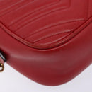 GUCCI GG Marmont Shoulder Bag Leather Red Gold 447632 Auth sw1251-11