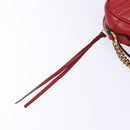 GUCCI GG Marmont Shoulder Bag Leather Red Gold 447632 Auth sw1251-14