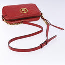 GUCCI GG Marmont Shoulder Bag Leather Red Gold 447632 Auth sw1251-7