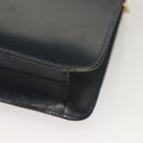 CELINE Chain Hand Bag Leather Navy Gold Auth sw1259-8
