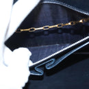 CELINE Chain Hand Bag Leather Navy Gold Auth sw1259-12
