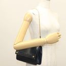 CELINE Chain Hand Bag Leather Navy Gold Auth sw1259-22