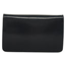 CELINE Chain Hand Bag Leather Navy Gold Auth sw1259-2