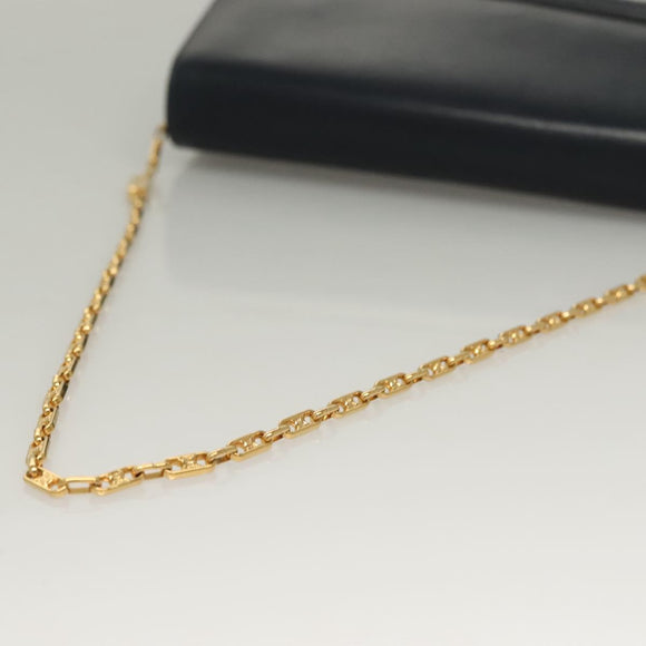 CELINE Chain Hand Bag Leather Navy Gold Auth sw1259