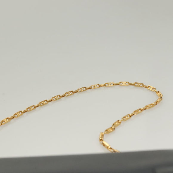 CELINE Chain Hand Bag Leather Navy Gold Auth sw1259
