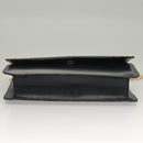 CELINE Chain Hand Bag Leather Navy Gold Auth sw1259-5