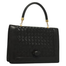 BOTTEGA VENETA INTRECCIATO Hand Bag Leather Black Gold Auth sw1261-1