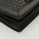 BOTTEGA VENETA INTRECCIATO Hand Bag Leather Black Gold Auth sw1261-9