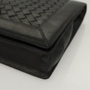 BOTTEGA VENETA INTRECCIATO Hand Bag Leather Black Gold Auth sw1261-14