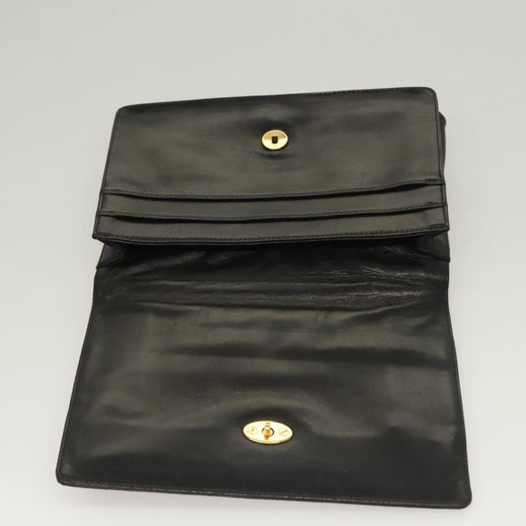 BOTTEGA VENETA INTRECCIATO Hand Bag Leather Black Gold Auth sw1261