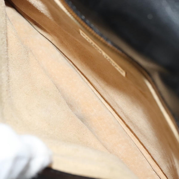 BOTTEGA VENETA INTRECCIATO Hand Bag Leather Black Gold Auth sw1261