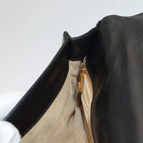 BOTTEGA VENETA INTRECCIATO Hand Bag Leather Black Gold Auth sw1261