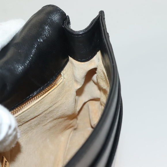 BOTTEGA VENETA INTRECCIATO Hand Bag Leather Black Gold Auth sw1261