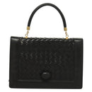 BOTTEGA VENETA INTRECCIATO Hand Bag Leather Black Gold Auth sw1261-13