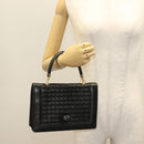 BOTTEGA VENETA INTRECCIATO Hand Bag Leather Black Gold Auth sw1261-22
