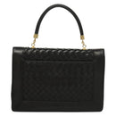 BOTTEGA VENETA INTRECCIATO Hand Bag Leather Black Gold Auth sw1261-2