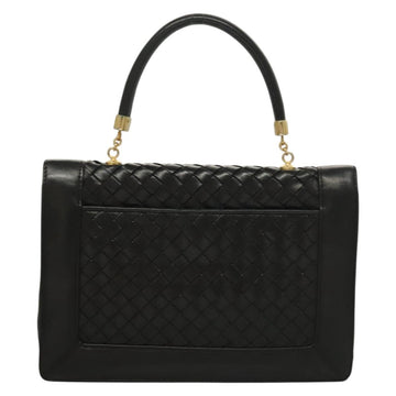 BOTTEGA VENETA INTRECCIATO Hand Bag Leather Black Gold Auth sw1261 - 0