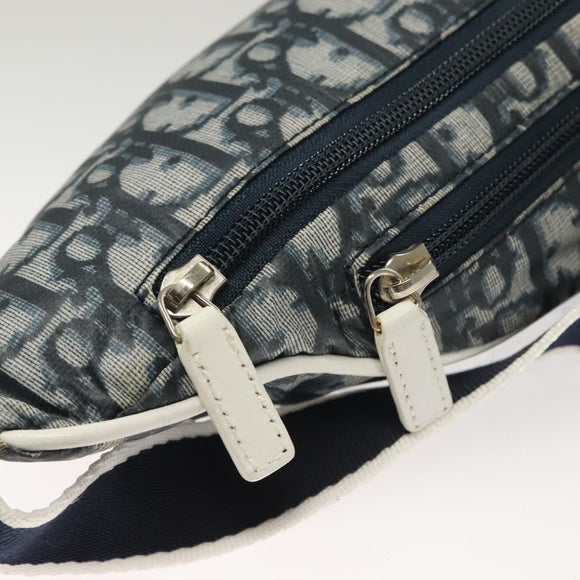 Christian Dior Trotter Canvas Body Bag Nylon Navy Silver Auth sw1263