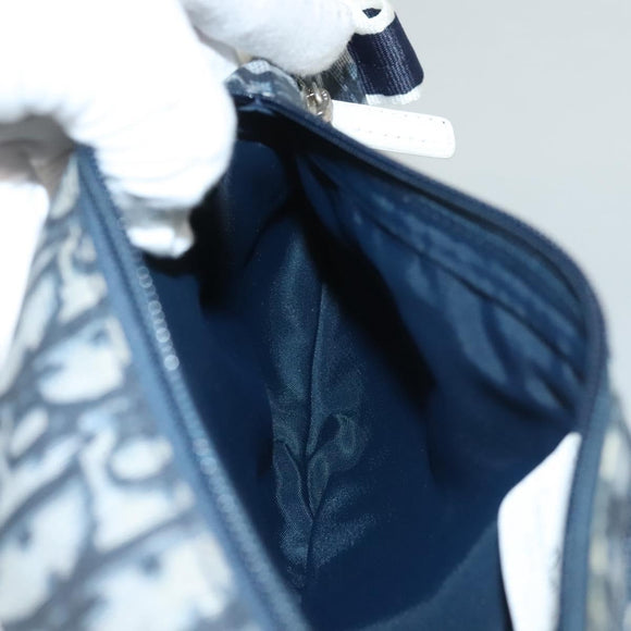 Christian Dior Trotter Canvas Body Bag Nylon Navy Silver Auth sw1263