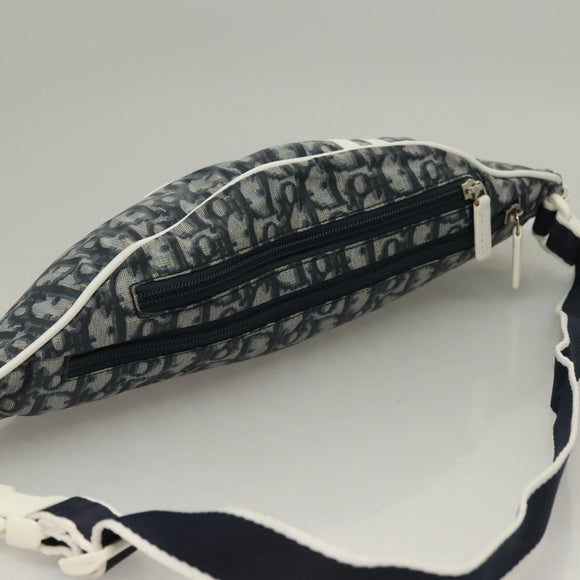 Christian Dior Trotter Canvas Body Bag Nylon Navy Silver Auth sw1263