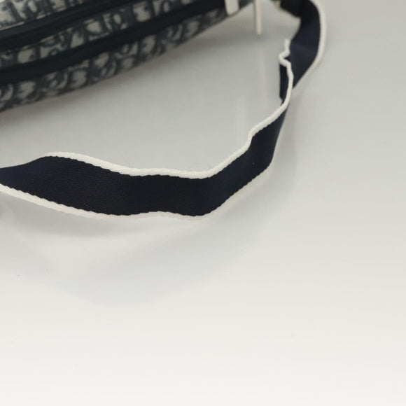 Christian Dior Trotter Canvas Body Bag Nylon Navy Silver Auth sw1263