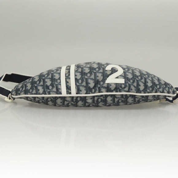 Christian Dior Trotter Canvas Body Bag Nylon Navy Silver Auth sw1263