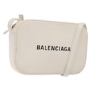 BALENCIAGA Shoulder Bag Leather White Silver Auth sw1264-1