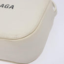 BALENCIAGA Shoulder Bag Leather White Silver Auth sw1264-8