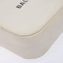 BALENCIAGA Shoulder Bag Leather White Silver Auth sw1264-15