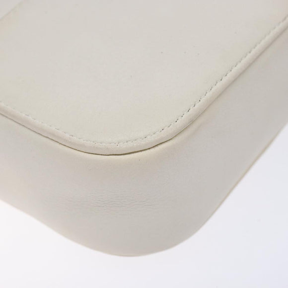 BALENCIAGA Shoulder Bag Leather White Silver Auth sw1264