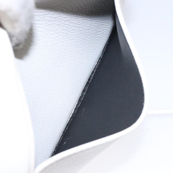 BALENCIAGA Shoulder Bag Leather White Silver Auth sw1264