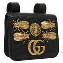 GUCCI Waist Pouch Leather Black Gold 488417 0416 Auth sw1265-1