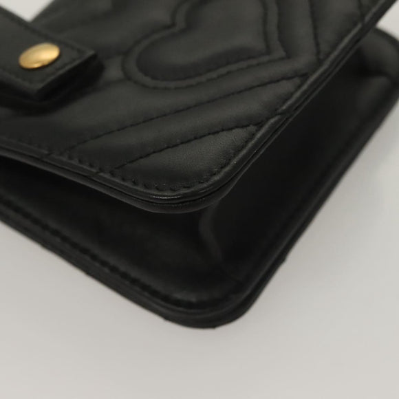 GUCCI Waist Pouch Leather Black Gold 488417 0416 Auth sw1265